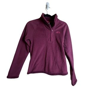 The North Face Pink Berry Quarter Zip Fleece Quilted Pullover Women’s Size Small